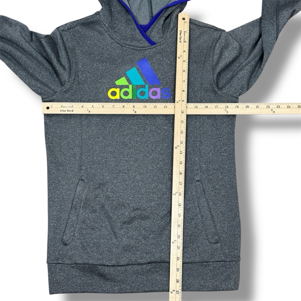 Adidas Climawarm Rainbow Logo Pullover Hoodie Grey Multi Medium - Picture 11 of 12